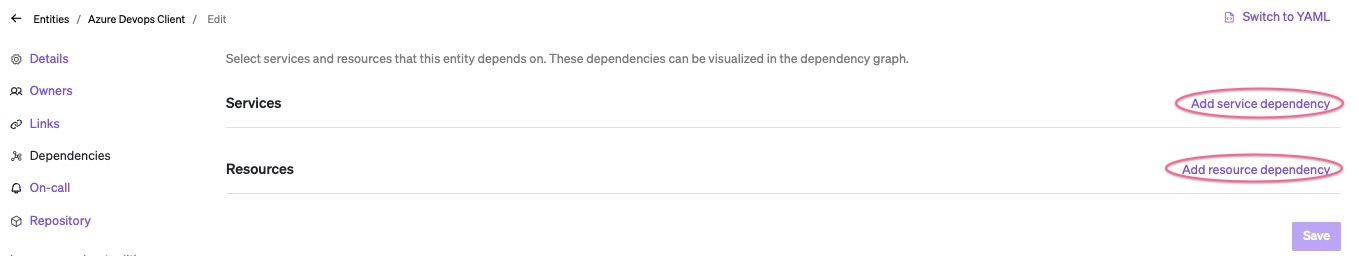 Add dependencies to an entity