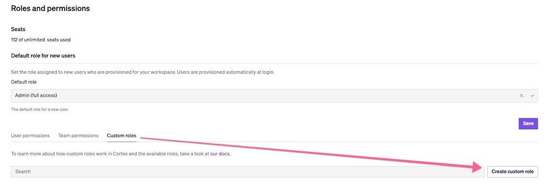 The &quot;Create custom role&quot; button is on the right side