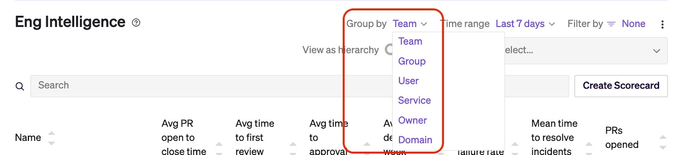 Click &quot;Group by&quot; then select an entity type