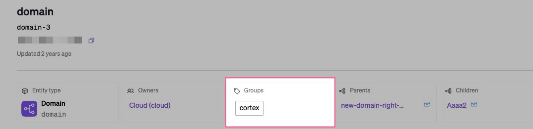 Groups appear at the top of an entity page