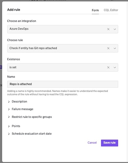 Configure the form to create a rule