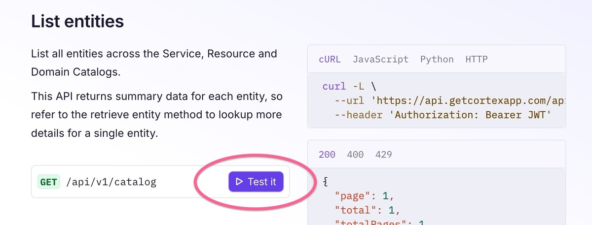 REST API operations | Cortex
