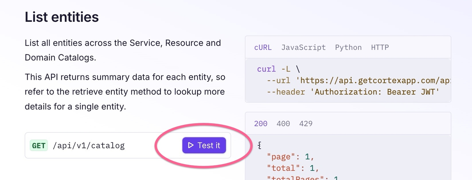REST API operations | Cortex
